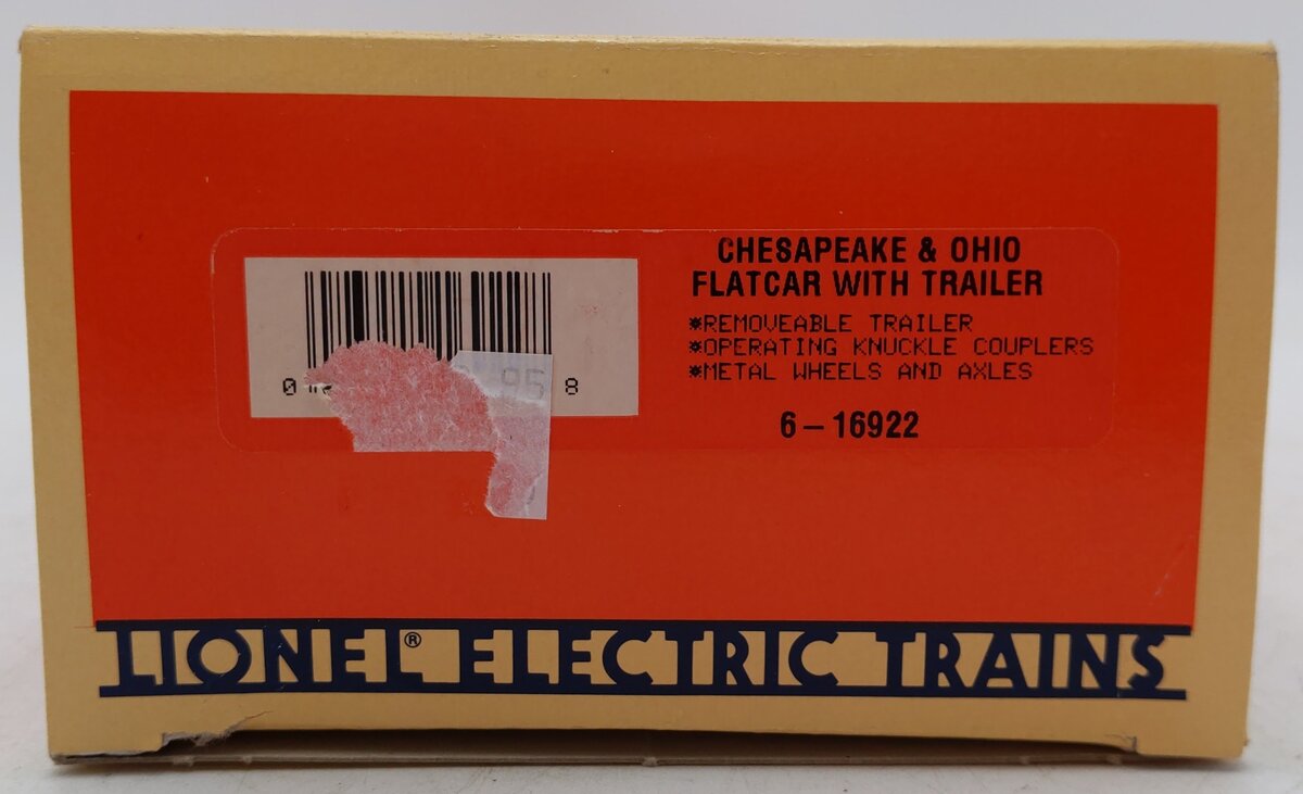 Lionel 6-16922 O Gauge Chesapeake & Ohio Flatcar with Trailer #16922 EX/Box