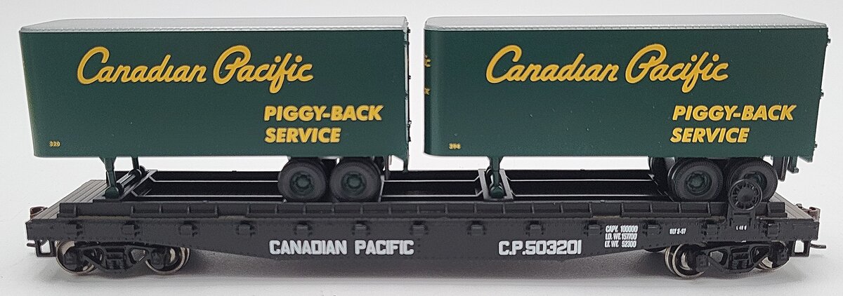 Athearn 92385 HO Canadian Pacific 50' Flat With Two 25' Trailers CP #503201 LN/Box