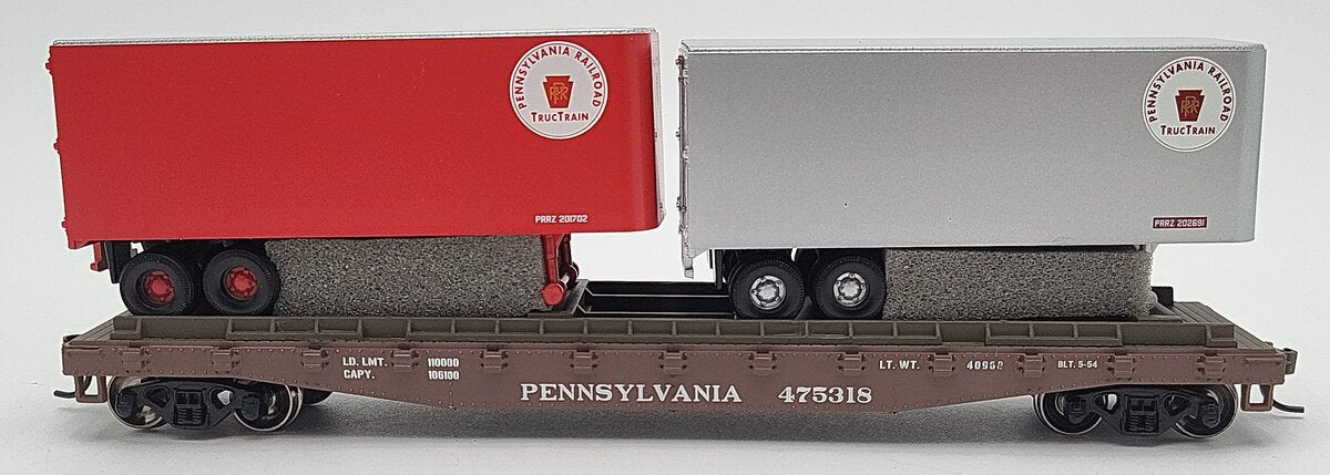 Athearn 92353 HO Scale Pennsylvania #475318 50' Flatcar With 25' Trailers LN/Box