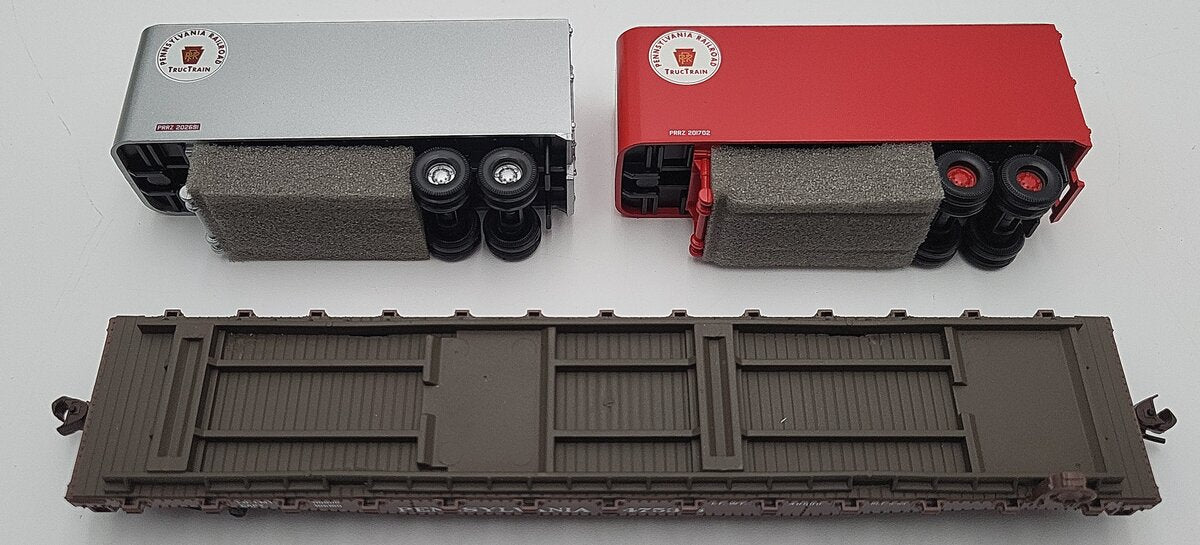 Athearn 92353 HO Scale Pennsylvania #475318 50' Flatcar With 25' Trailers LN/Box