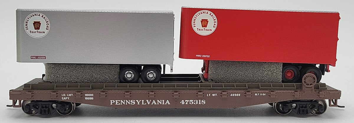 Athearn 92353 HO Scale Pennsylvania #475318 50' Flatcar With 25' Trailers LN/Box