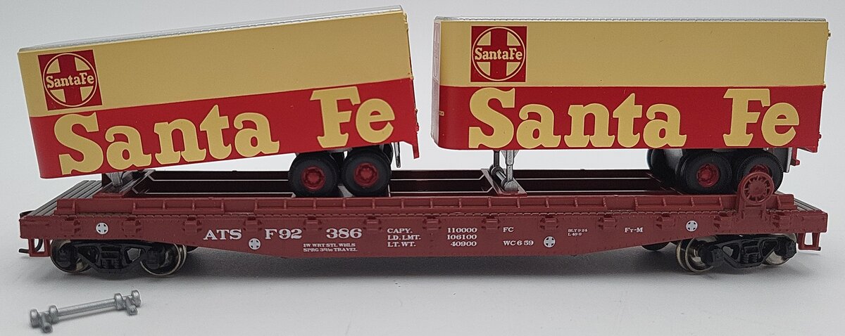 Athearn 96352 HO Santa Fe RTR 50' Flat Car with 2 25' Trailers #92386 EX/Box