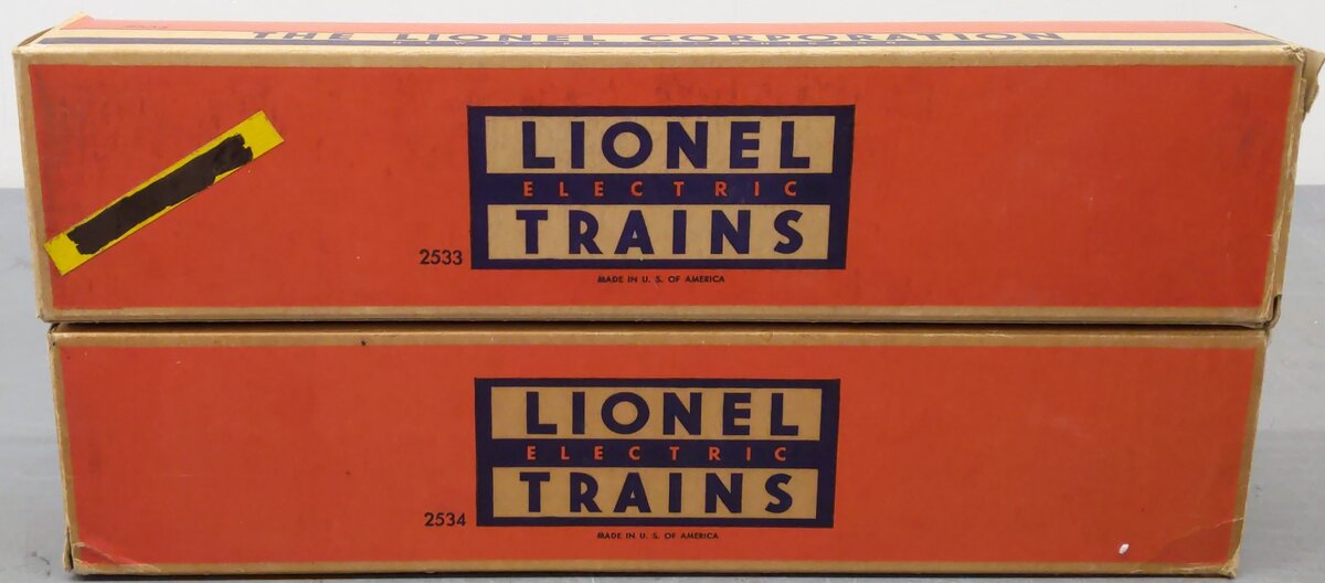 Lionel Vintage O Lionel Lines Aluminum Pullman Cars 2533, 2534 [2] VG/Box