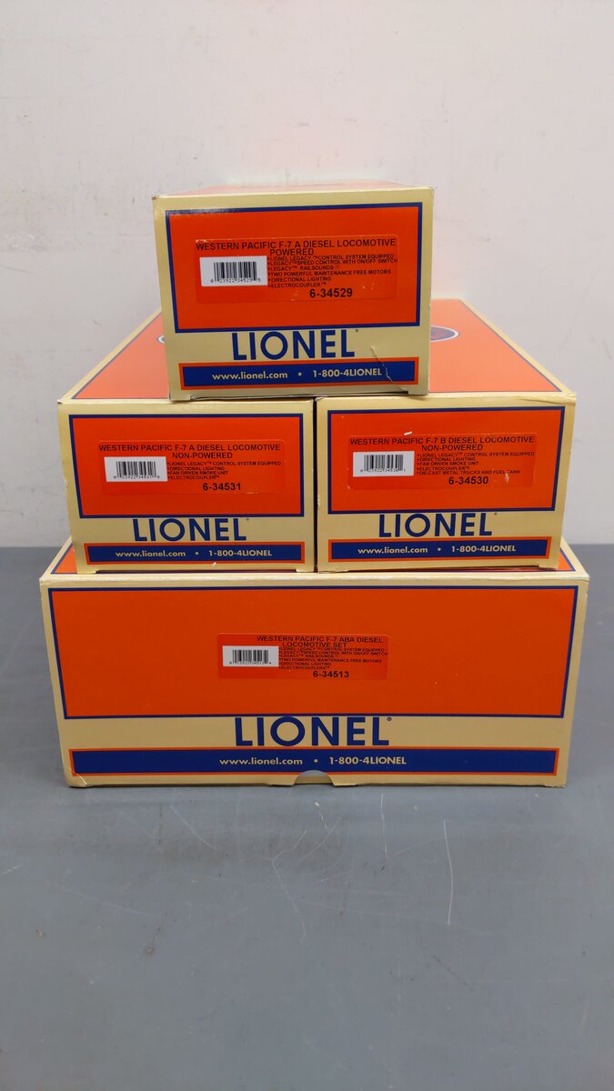 Lionel 6-34513 WP F7 A-B-A Diesel Locomotive Set #918-A/918-B/918-D EX/Box