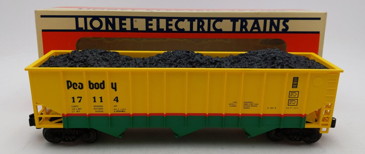 Lionel 6-17114 O Gauge Peabody 3-Bay Hopper with Coal Load LN/Box