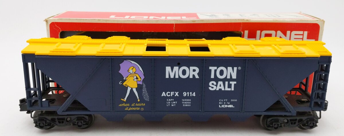 Lionel 6-9114 O Gauge Morton Salt Covered 4-Bay Hopper EX/Box