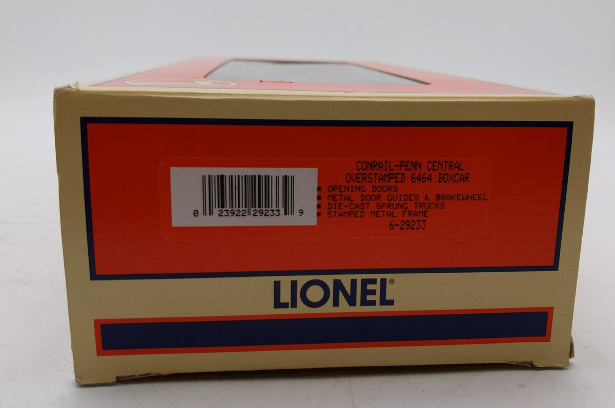 Lionel 6-29233 O Gauge Conrail Overstamp Penn Central Boxcar #6464-598 LN/Box