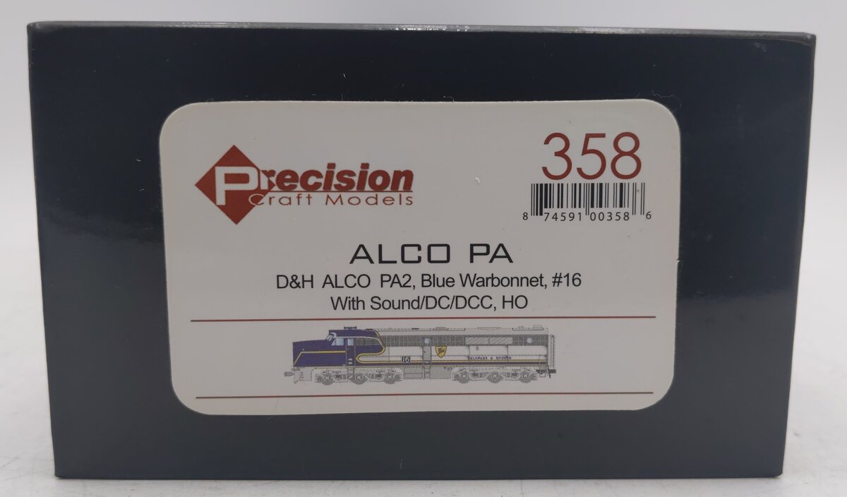 Precision Craft Models 358 HO Scale Delaware & Hudson Alco PA2 Diesel Locomotive EX/Box