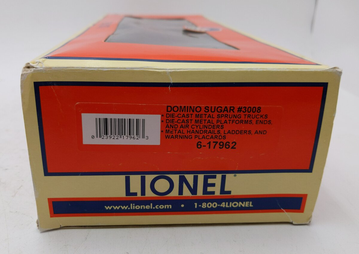 Lionel 6-17962 O Gauge Domino Sugar Unibody Tank Car #3008 LN/Box
