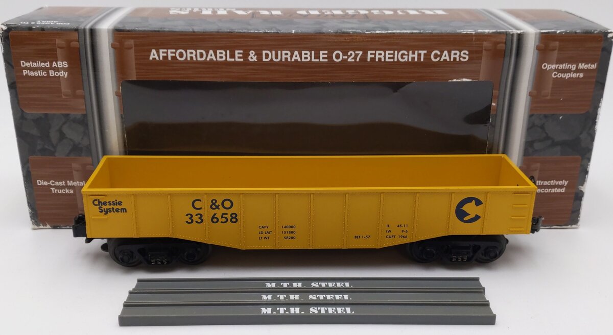 MTH 33-7203 O Chesapeake and Ohio Gondola w/I-Beam Load #33658 EX/Box