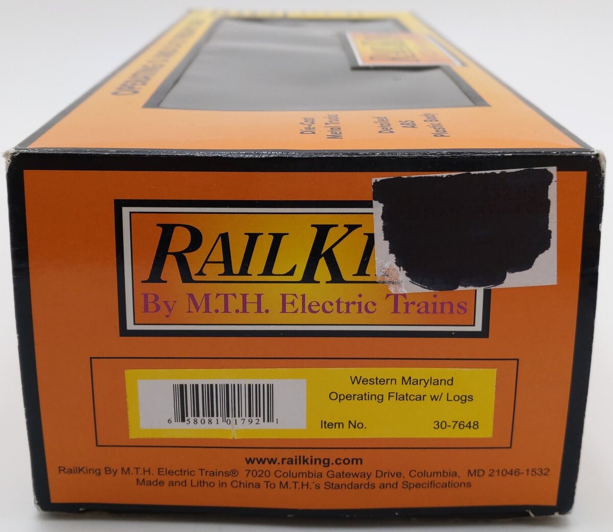 MTH 30-7648 O Gauge Western Maryland Operating Log Car w/ Logs #380 EX/Box