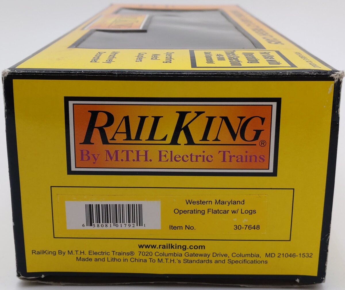MTH 30-7648 O Gauge Western Maryland Operating Log Car w/ Logs #380 EX/Box
