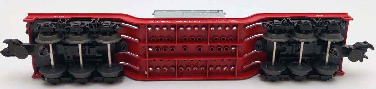 MTH 30-8301 O Gauge Santa Fe Die-Cast Depressed Center Flatcar w/ Transformer VG/Box