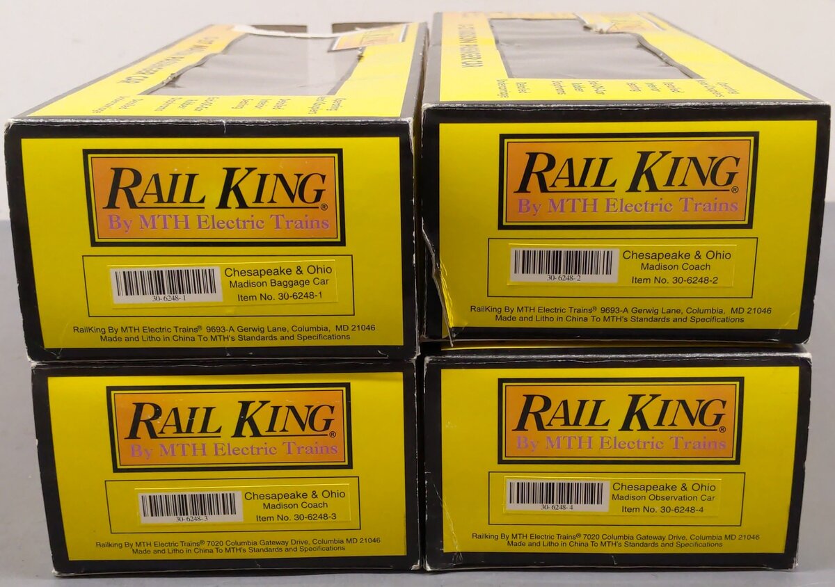 MTH 30-6248 O Chesapeake & Ohio RailKing Madison Passenger Set (Set of 4) VG/Box