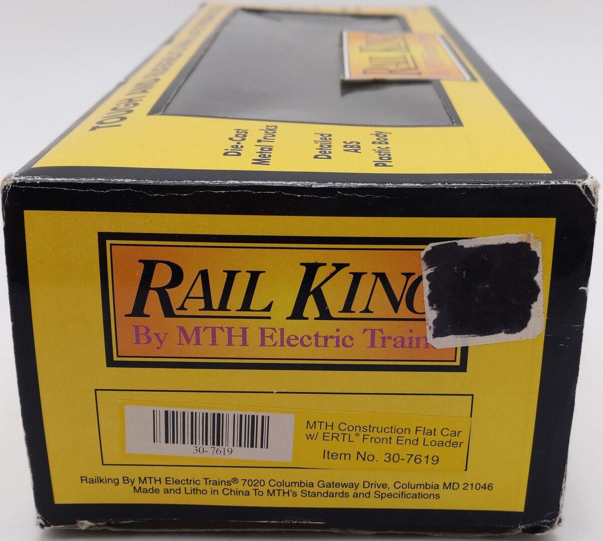 MTH 30-7619 O Gauge MTH Construction Flatcar with Ertl Front End Loader VG/Box