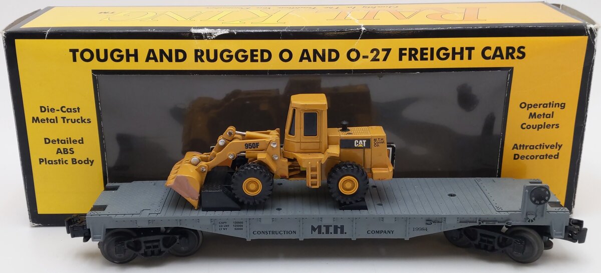 MTH 30-7619 O Gauge MTH Construction Flatcar with Ertl Front End Loader VG/Box