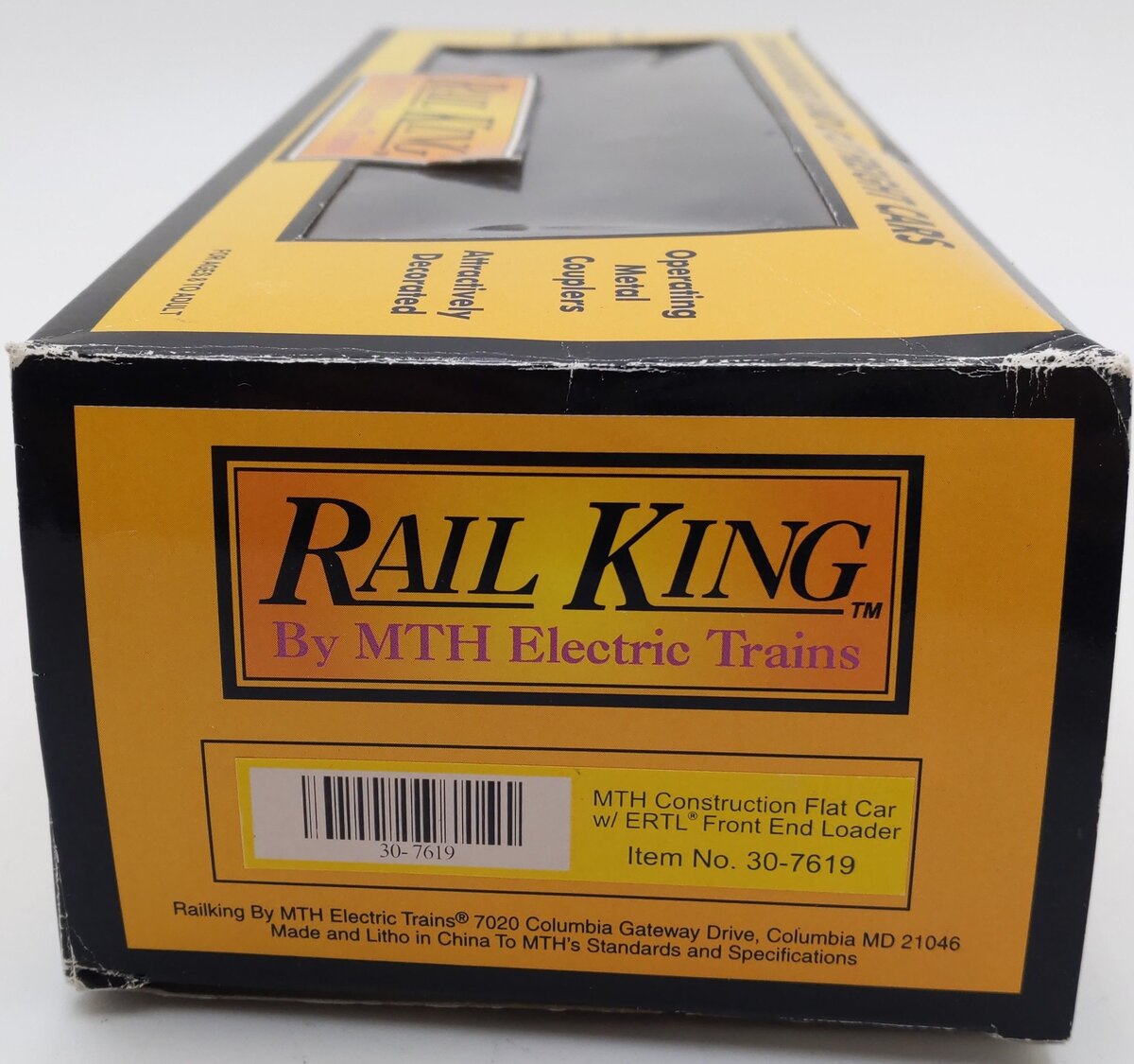MTH 30-7619 O Gauge MTH Construction Flatcar with Ertl Front End Loader VG/Box