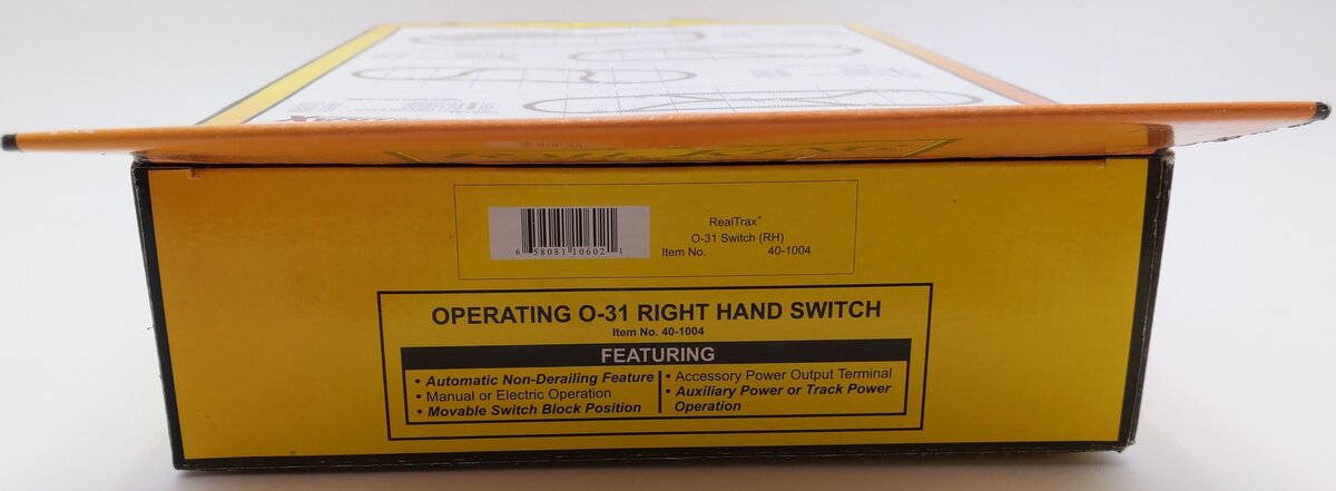 MTH 40-1004 O 31 RealTrax Nickel Silver Right Hand Remote Switch Turnout EX/Box