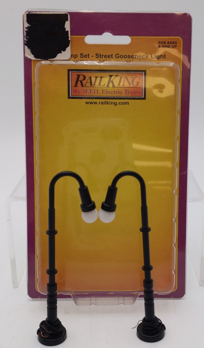 MTH 30-11032 RailKing O Street Gooseneck Light Lamp Set (Pack of 2) EX/Box