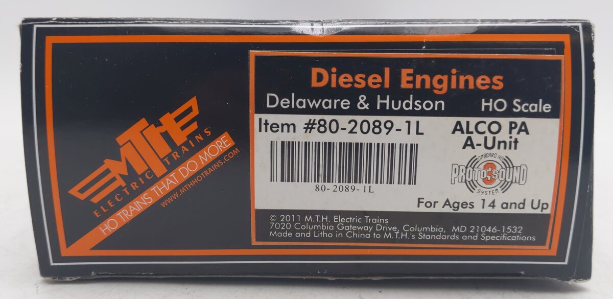 MTH 80-2089-1L HO Delaware & Hudson Alco PA A Diesel Locomotive #19 EX/Box