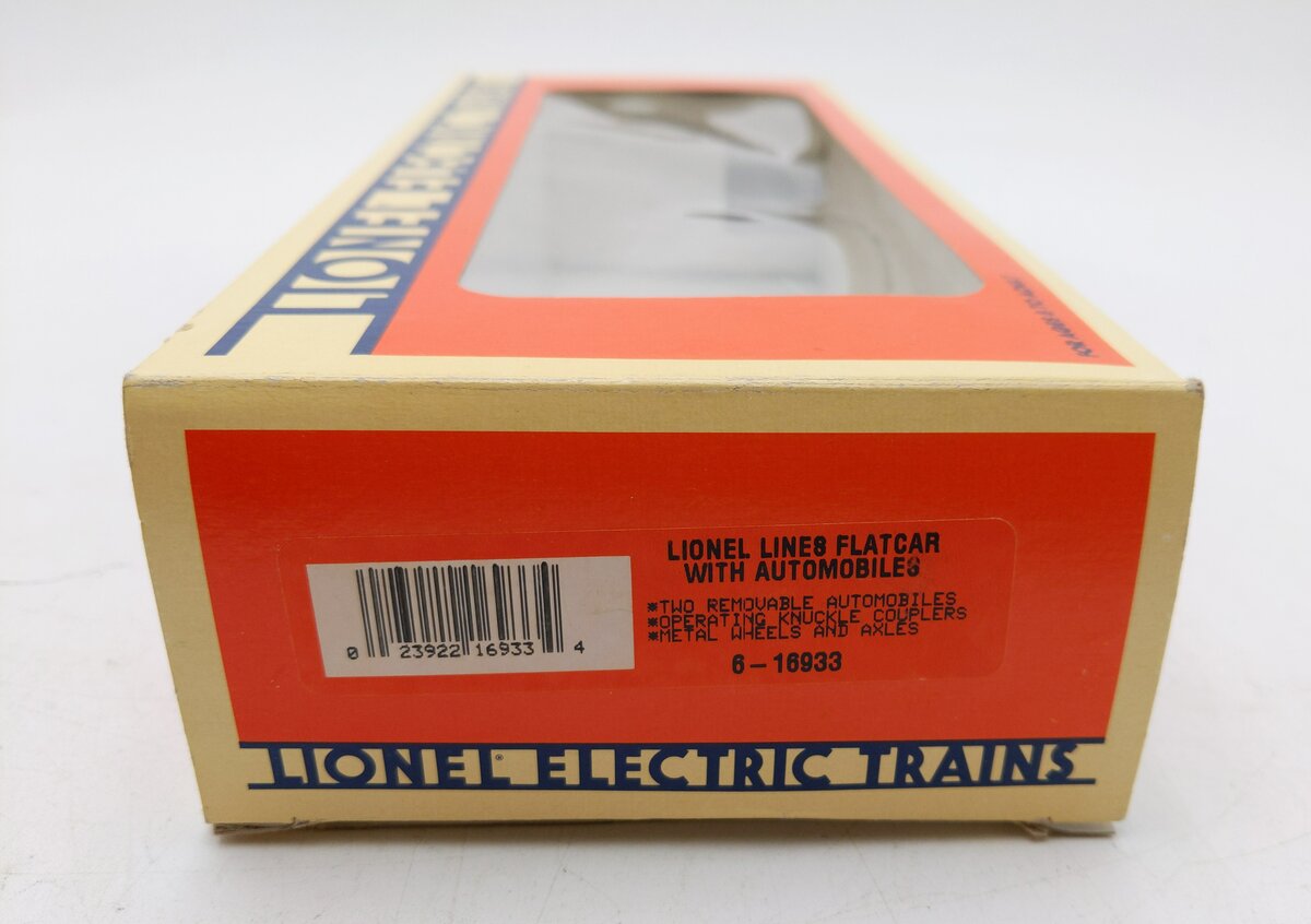 Lionel 6-16933 O Gauge Lionel Lines Flatcar with 2 Automobiles LN/Box