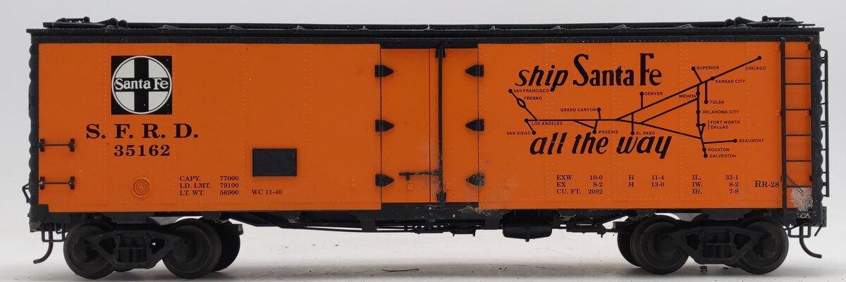 USA Trains R16503 G Gauge Santa Fe "Grand Canyon" 40' Refrigerator Car #35162 VG