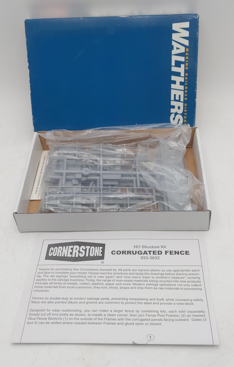 Walthers 933-3632 HO Corrugated Fence Kit EX/Box