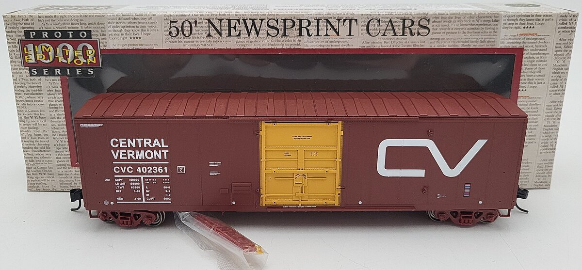 Proto 1000 400502 HO Scale Central Vermont 50' Newsprint Box Car #402361 LN/Box
