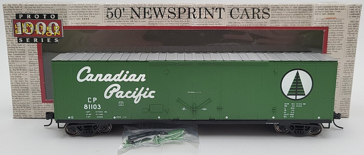 Proto 1000 300550 HO Scale Canadian Pacific 50' Newspaper Boxcar #81103 LN/Box