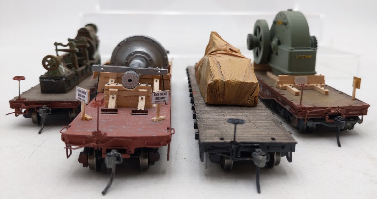 HO Scale Flatcars w/ Custom Loads-MP, PLE, & PRR #8052/6887/435472/925534 [4]