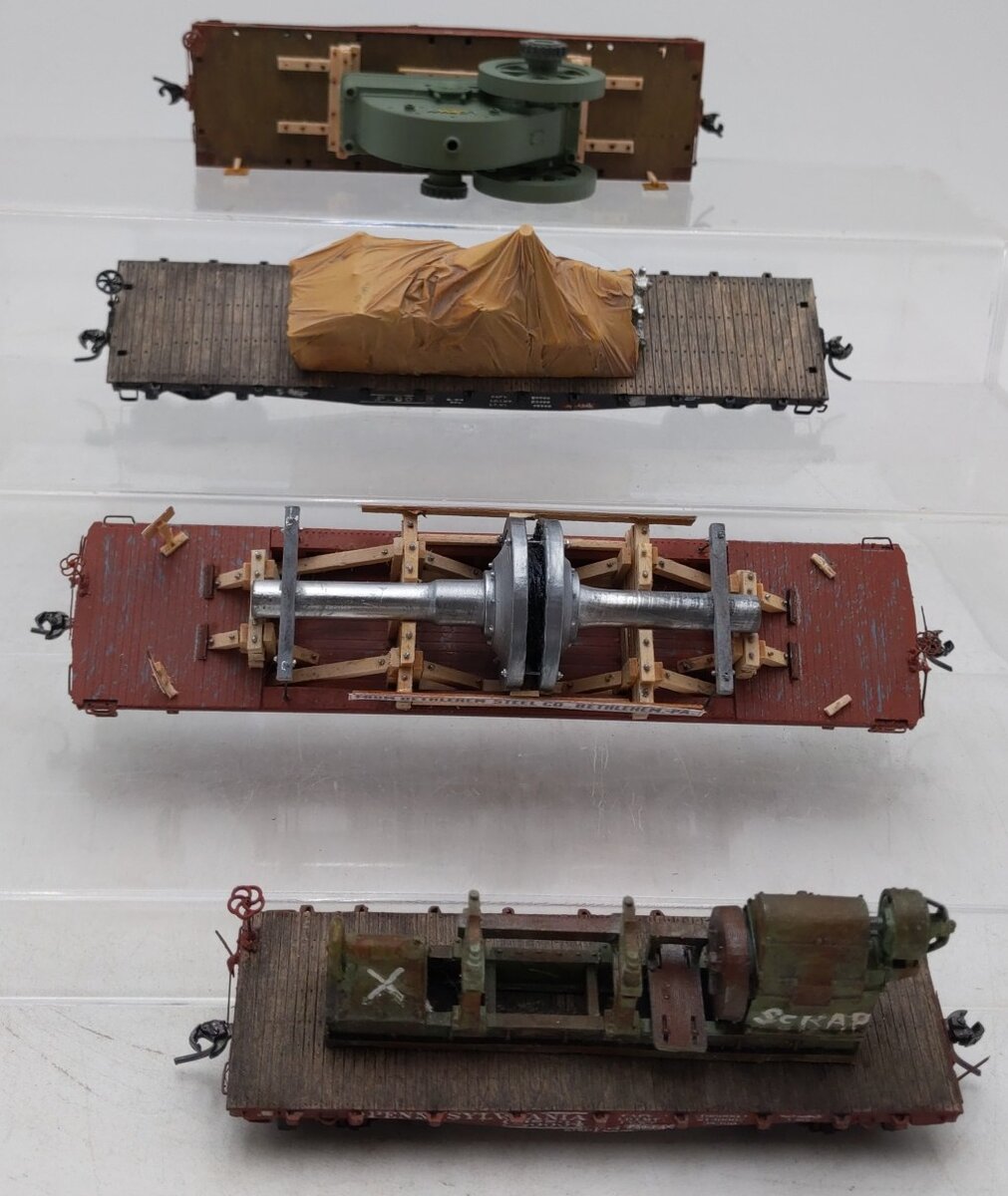 HO Scale Flatcars w/ Custom Loads-MP, PLE, & PRR #8052/6887/435472/925534 [4]