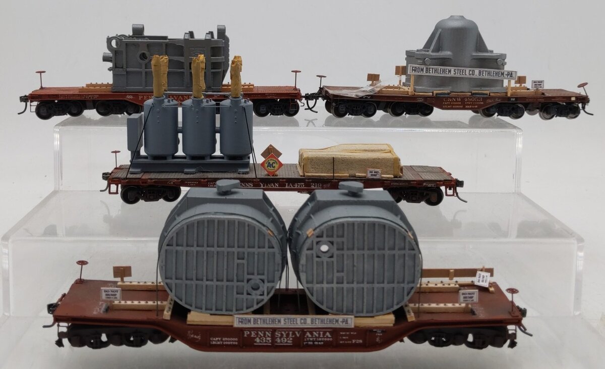HO Scale Flatcar w/Custom Loads-PRR & CNW #475219/470202/435492/48053 [4]