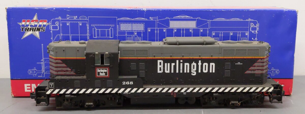 USA Trains 22101 G Burlington GP-7 Diesel Locomotive #268 VG/Box