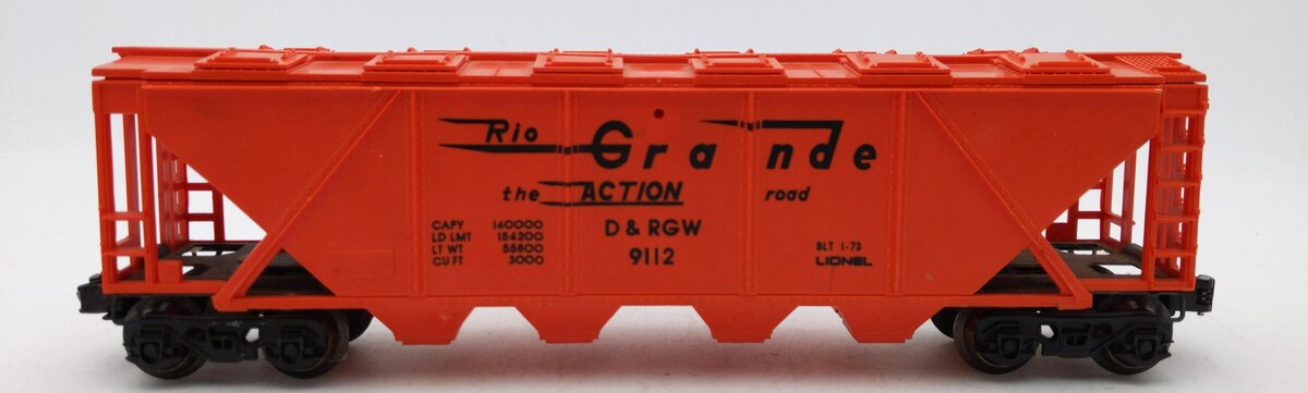 Lionel 6-9112 O Gauge Denver & Rio Grande Western Covered Long Hopper EX