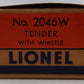 Lionel 2046W Vintage O Lionel Lines Whistle Tender VG/Box