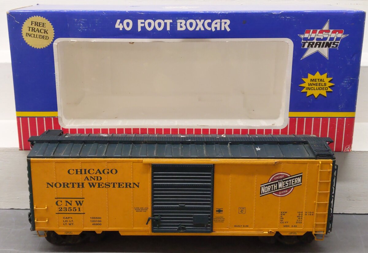 USA Trains 19212C G Chicago & North Western PS-1 Boxcar (Metal Wheels) VG/Box
