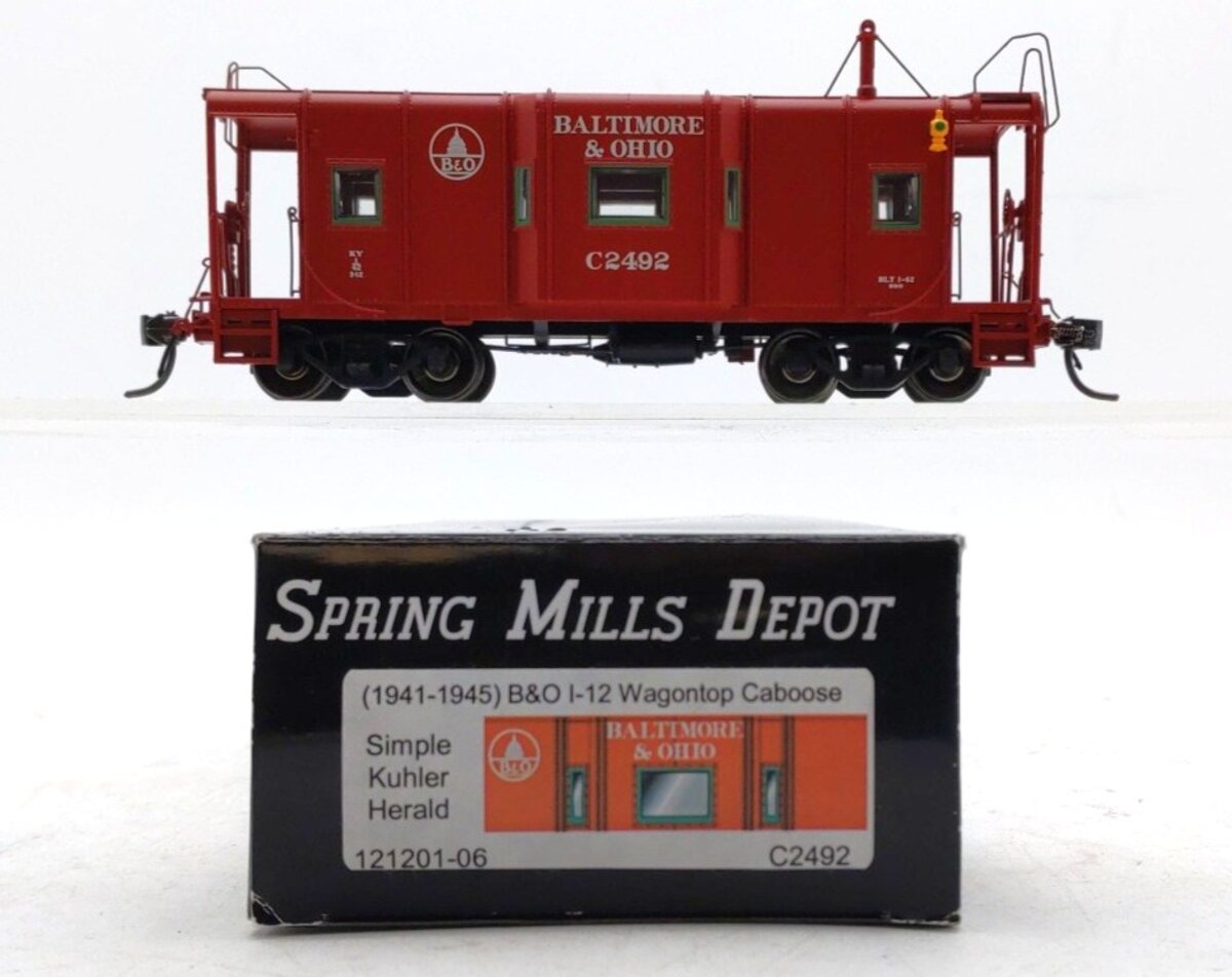 Spring Mills Depot 121201-06 HO Scale Baltimore & Ohio Wagontop Caboose #C2492 LN/Box