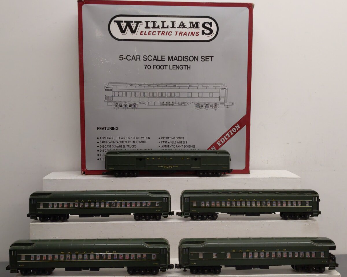 Williams 2402 O Gauge Santa Fe Madison 5-Car Passenger Set EX/Box