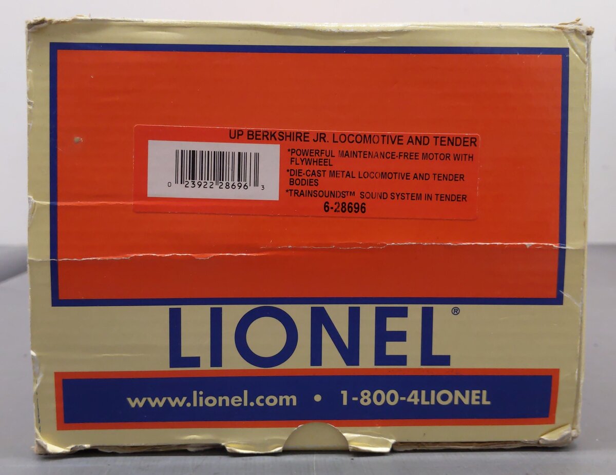 Lionel 6-28696 O UP Berkshire Jr. Steam Locomotive & Tender w/TrainSounds #2314 VG/Box