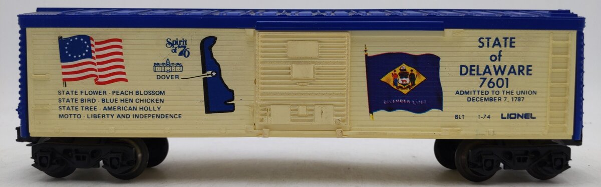 Lionel 6-7601 O Gauge State of Delaware Boxcar EX/Box