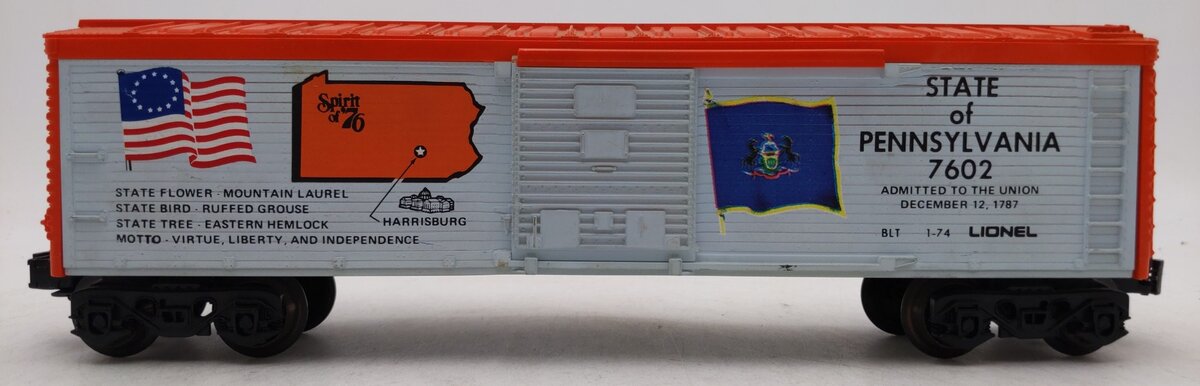 Lionel 6-7602 O Gauge Spirit of 76 State of Pennsylvania Boxcar #7602 EX/Box