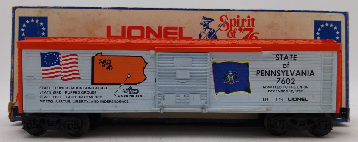 Lionel 6-7602 O Gauge Spirit of 76 State of Pennsylvania Boxcar #7602 EX/Box