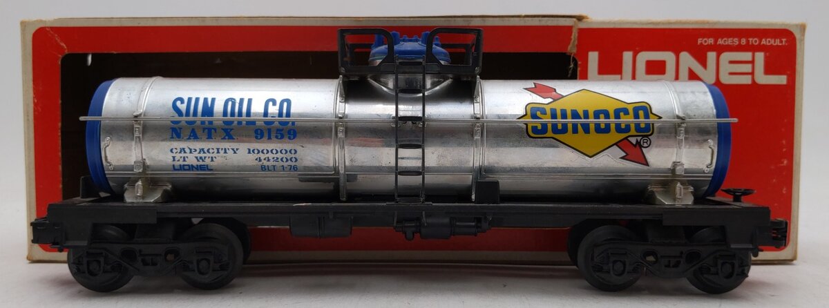 Lionel 6-9159 O Gauge Sunoco Chrome Single Dome Tank Car EX/Box