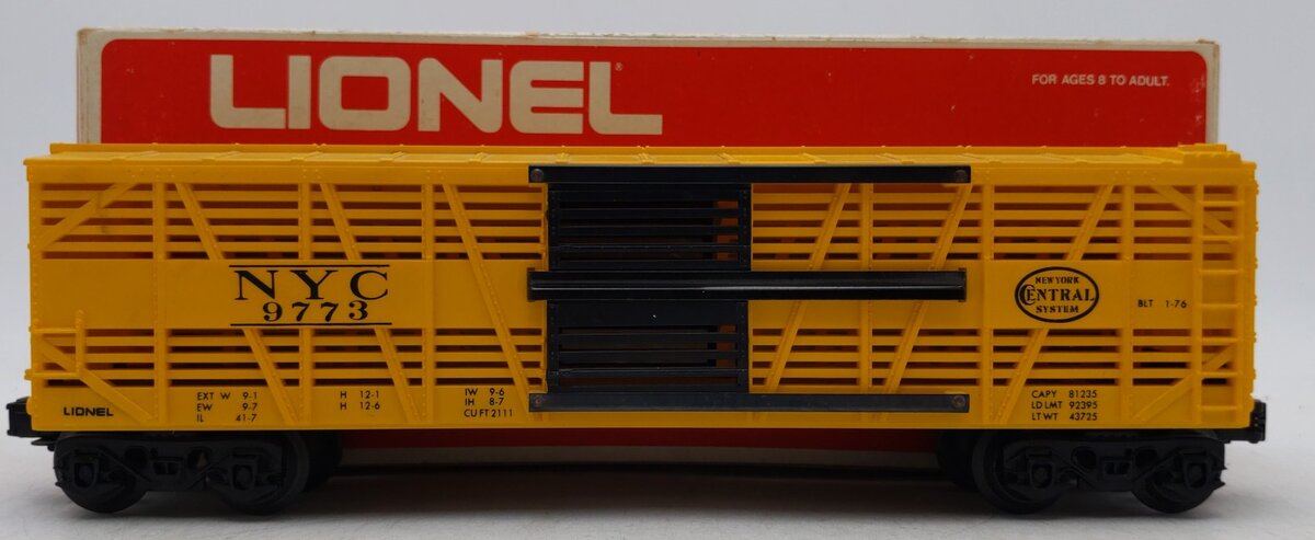 Lionel 6-9773 O Gauge New York Central Cattle Car EX/Box