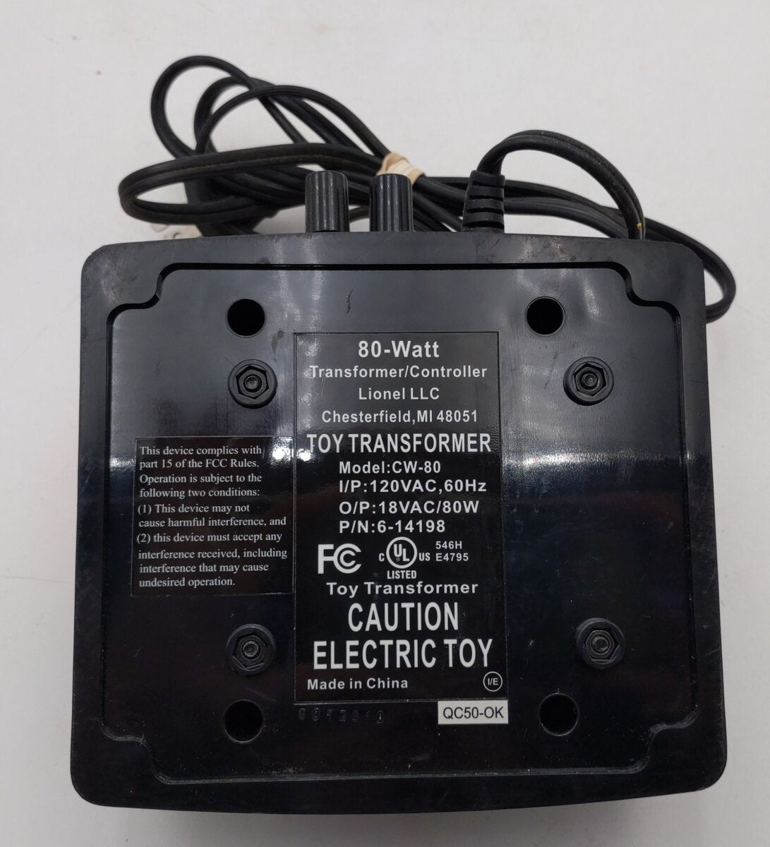 Lionel 6-14198 O CW-80 80 Watt Transformer EX