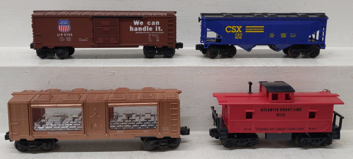 K-Line/Lionel O Gauge Assorted Freight Cars- #6113/9755/6216/7515 [4] EX