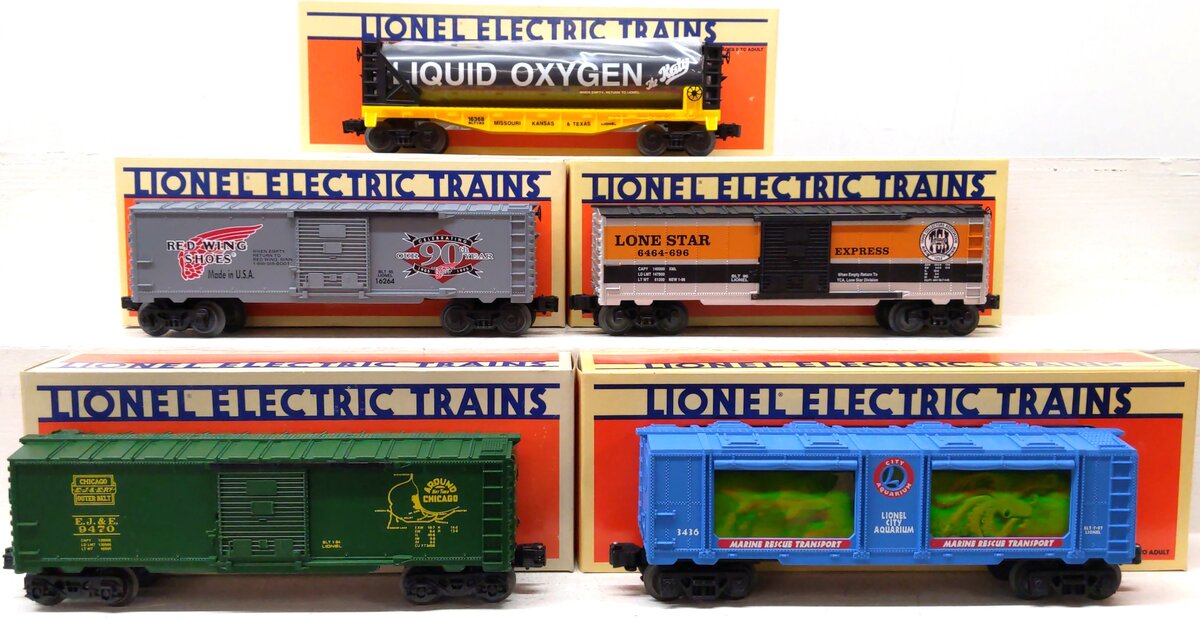 Lionel Assorted O Gauge Freight Cars: 16368, 52093, 9470, 16264, 16750 [5] LN/Box