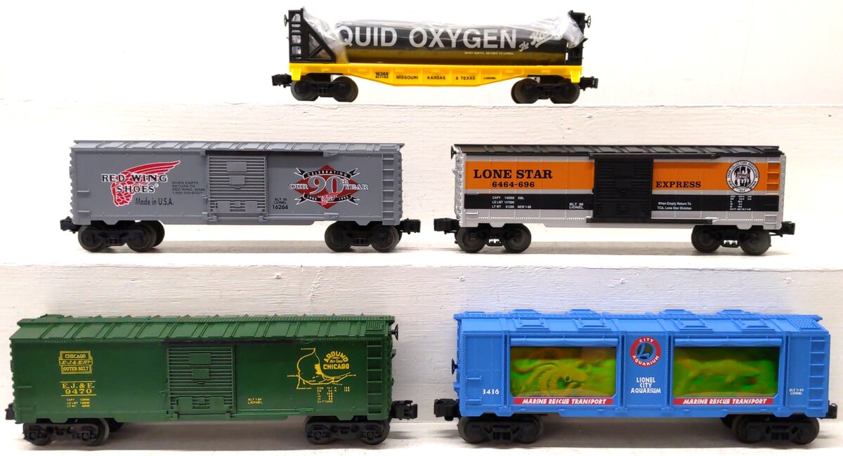 Lionel Assorted O Gauge Freight Cars: 16368, 52093, 9470, 16264, 16750 [5] LN/Box