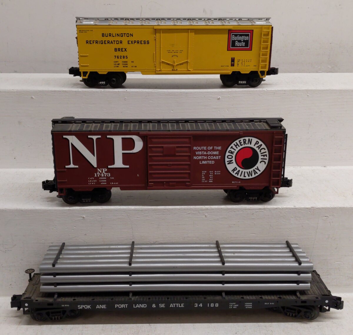 MTH 20-90007 O Burlington Northern Merger SeriesT Freight Car Set (Set of 3) EX/Box