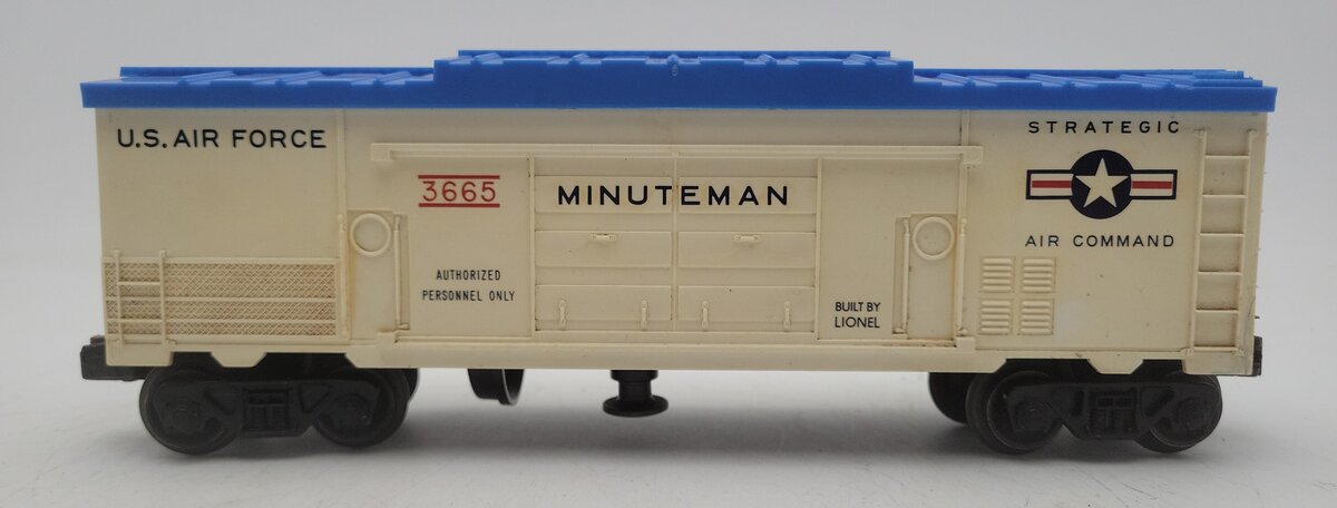 Lionel 3665 Vintage O Minuteman Missile Launching Car W/ Light Blue Roof VG